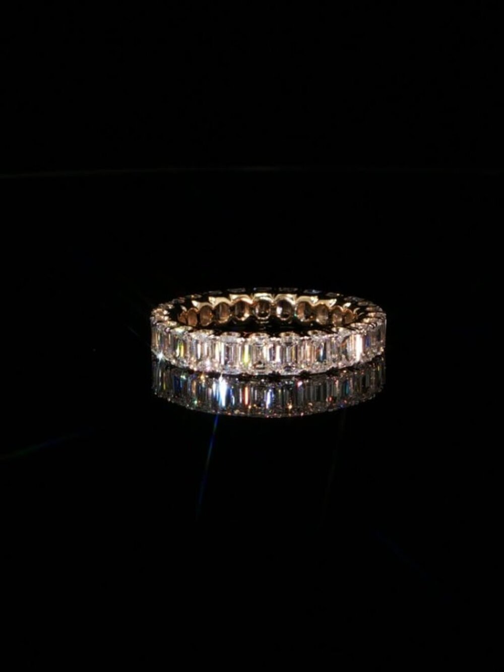 3.56 CTW Emerald Cut Lab Grown Diamond Eternity Ring 14K Yellow Gold